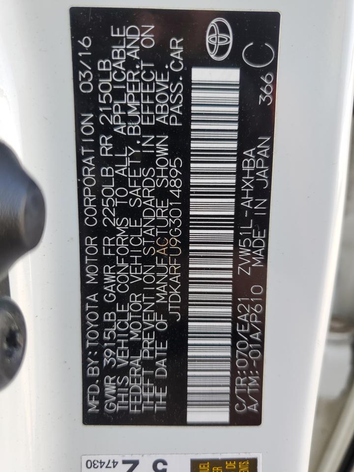 JTDKARFU9G3014895 TOYOTA PRIUS 2016