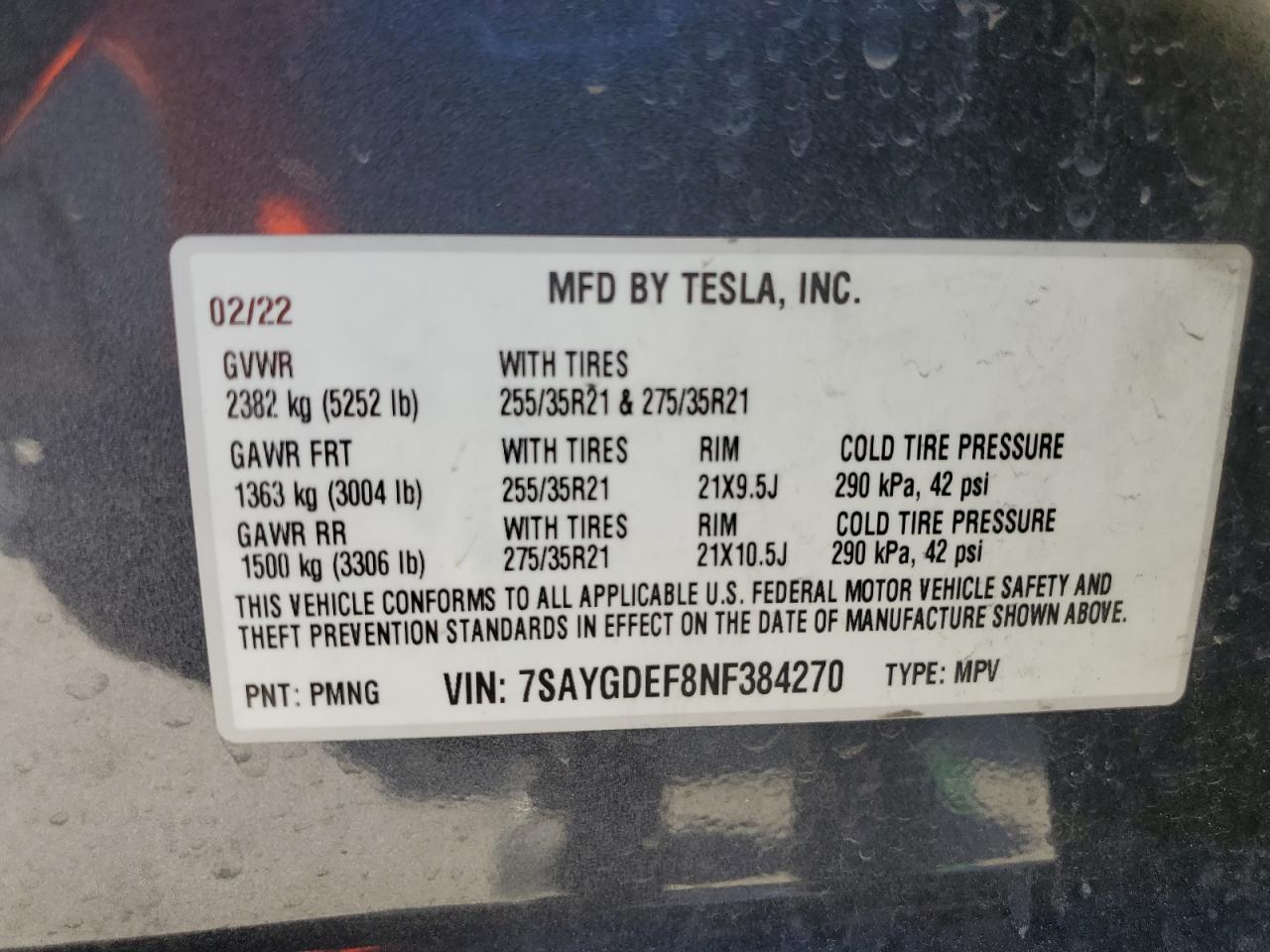 2022 Tesla Model Y VIN: 7SAYGDEF8NF384270 Lot: 56718215