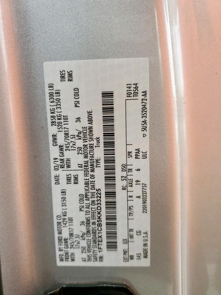 1FTEX1CB5KKD33225 FORD F-150 2019