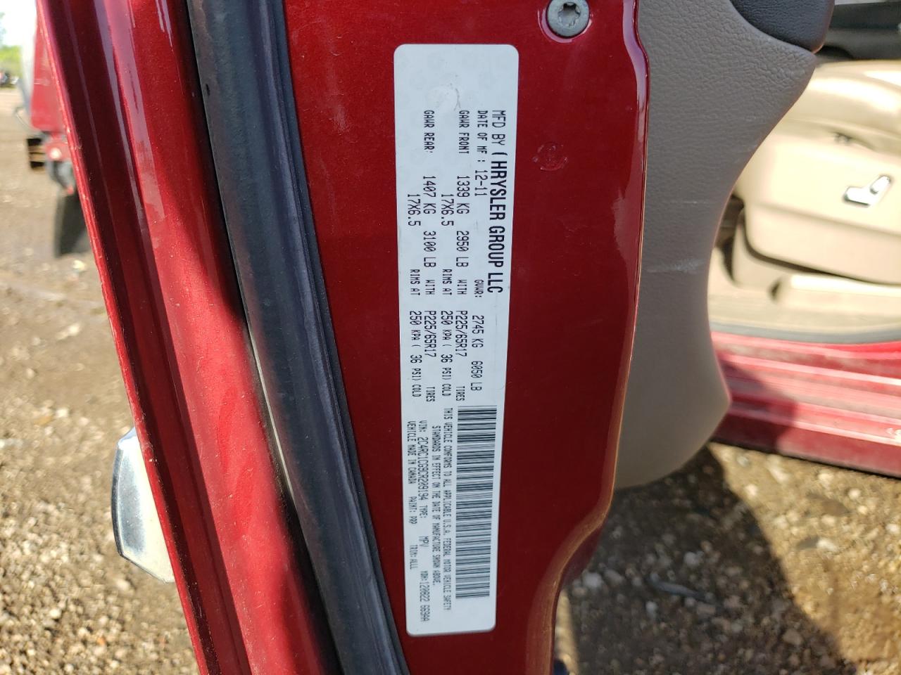 2012 Chrysler Town & Country Touring L VIN: 2C4RC1CG9CR209194 Lot: 57262145