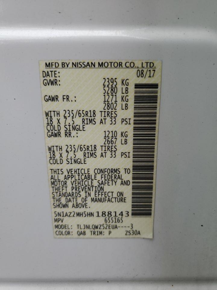 5N1AZ2MH5HN188143 NISSAN MURANO 2017