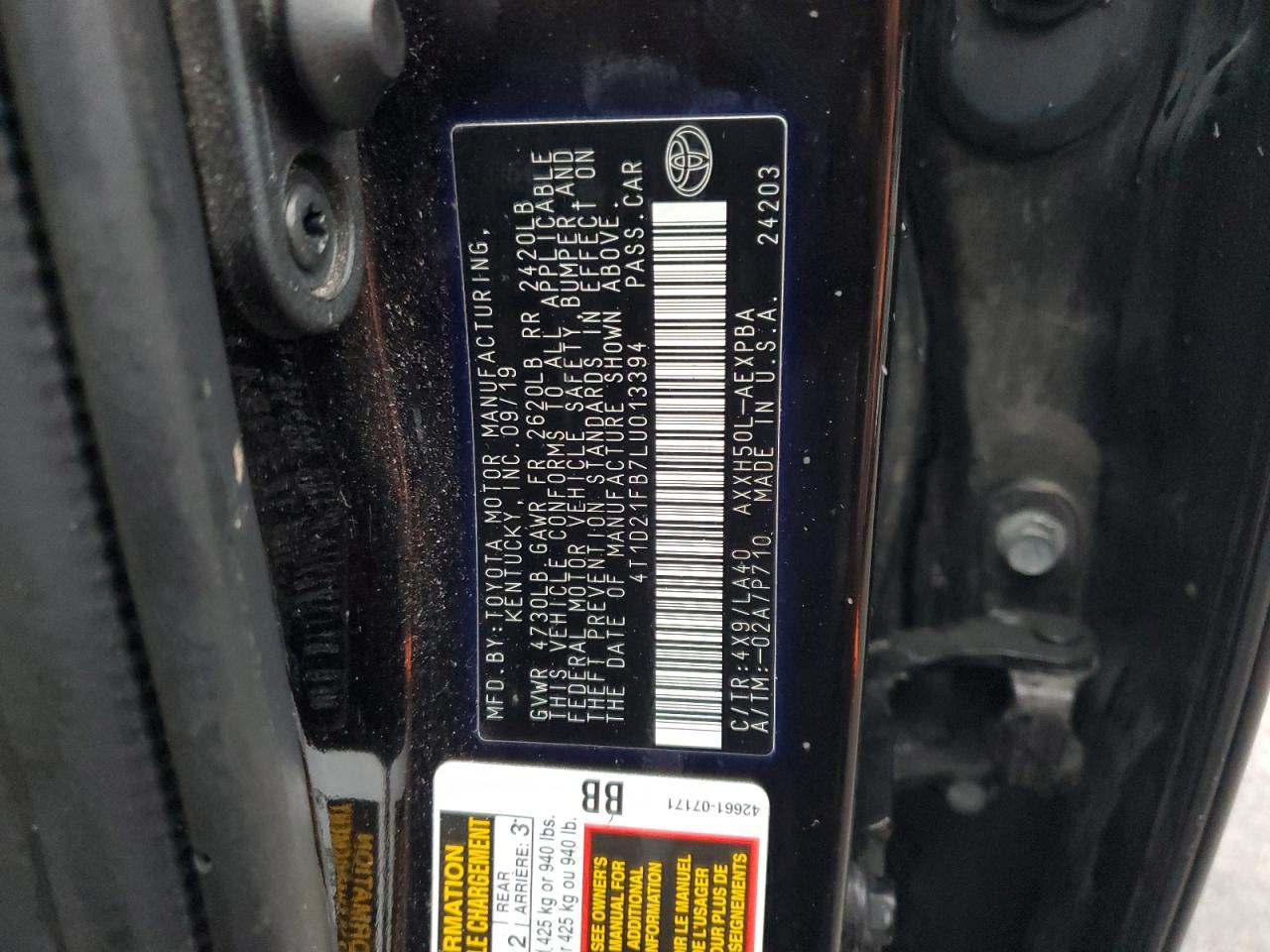 2020 Toyota Avalon Limited VIN: 4T1D21FB7LU013394 Lot: 56695755