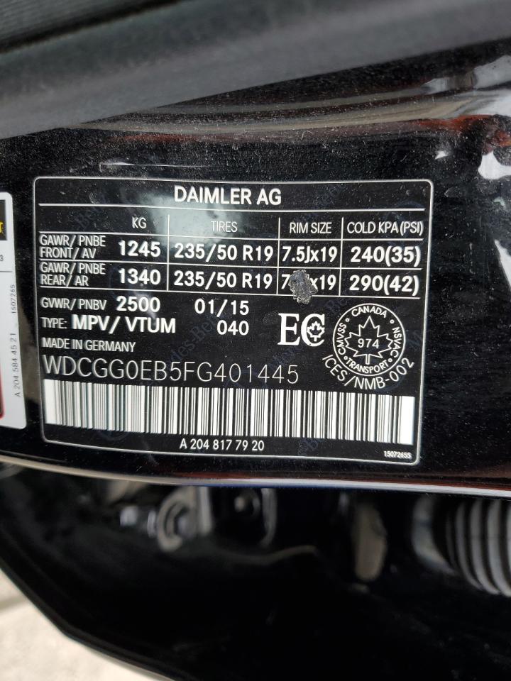 2015 Mercedes-Benz Glk 250 Bluetec VIN: WDCGG0EB5FG401445 Lot: 56210465