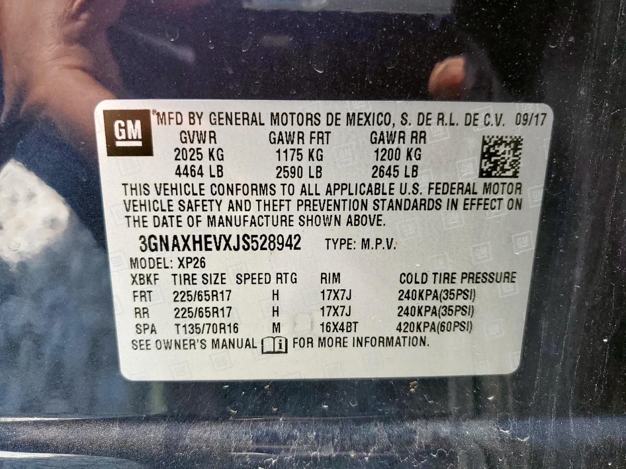 3GNAXHEVXJS528942 CHEVROLET EQUINOX 2018
