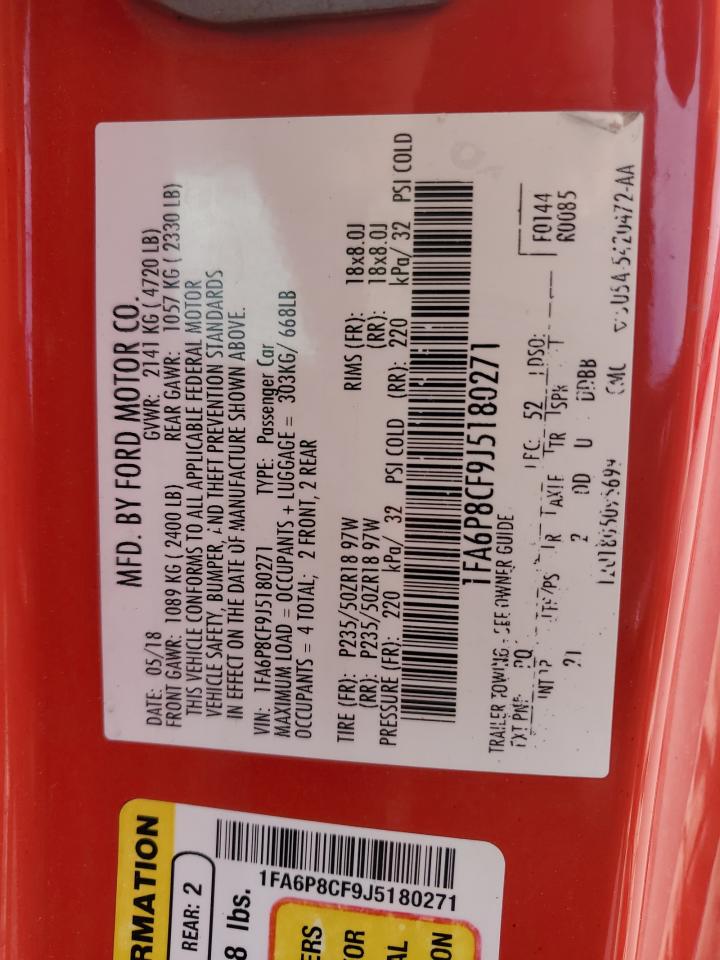1FA6P8CF9J5180271 FORD MUSTANG 2018