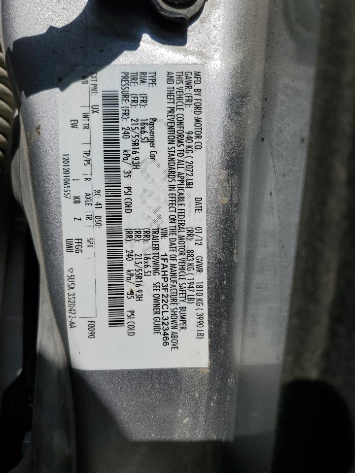 2012 Ford Focus Se VIN: 1FAHP3F22CL323466 Lot: 57051925