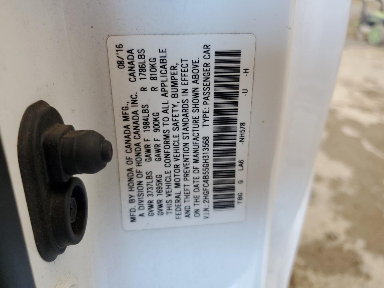 2HGFC4B55GH313568 HONDA CIVIC 2016