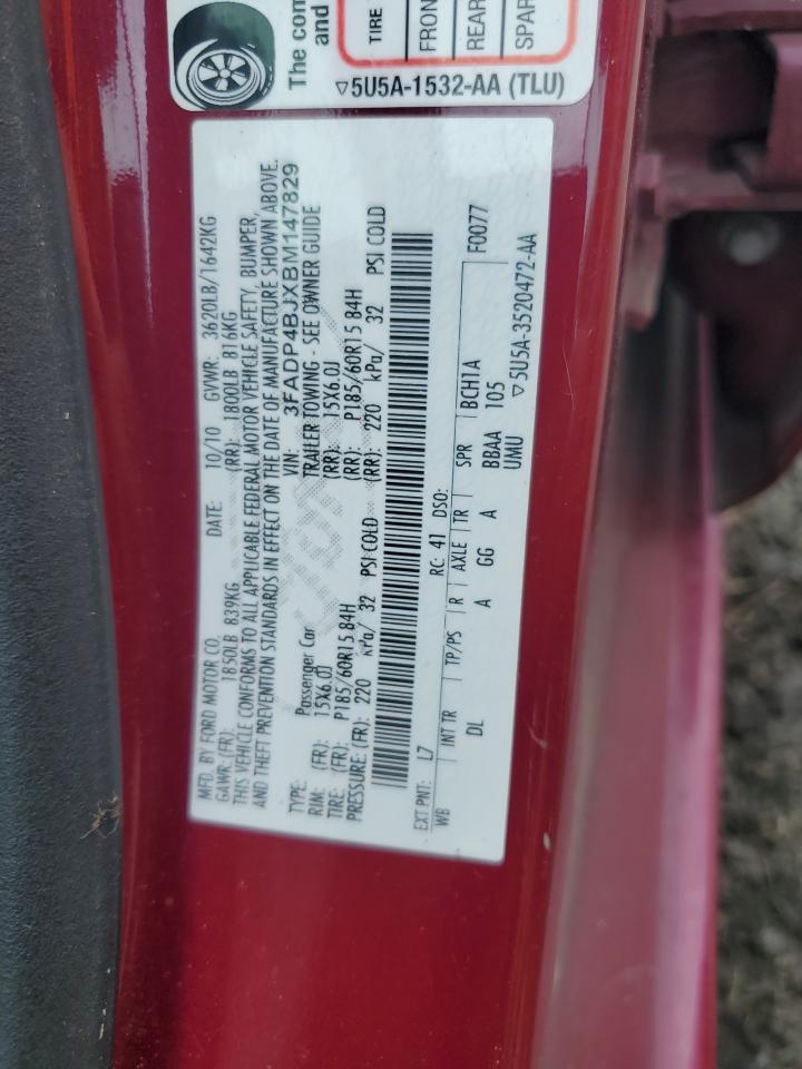 2011 Ford Fiesta Se VIN: 3FADP4BJXBM147829 Lot: 59141695
