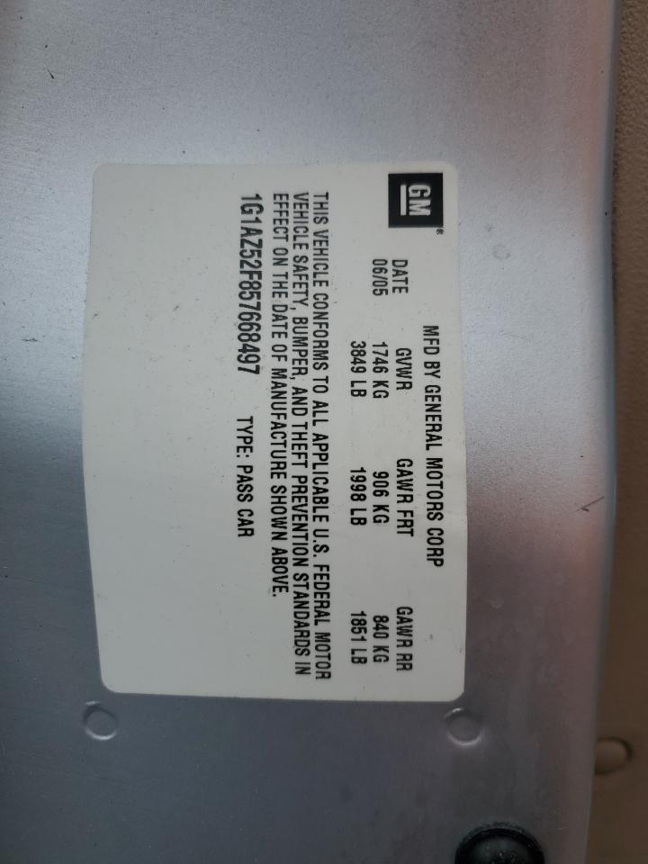 2005 Chevrolet Cobalt Lt VIN: 1G1AZ52F857668497 Lot: 57349225