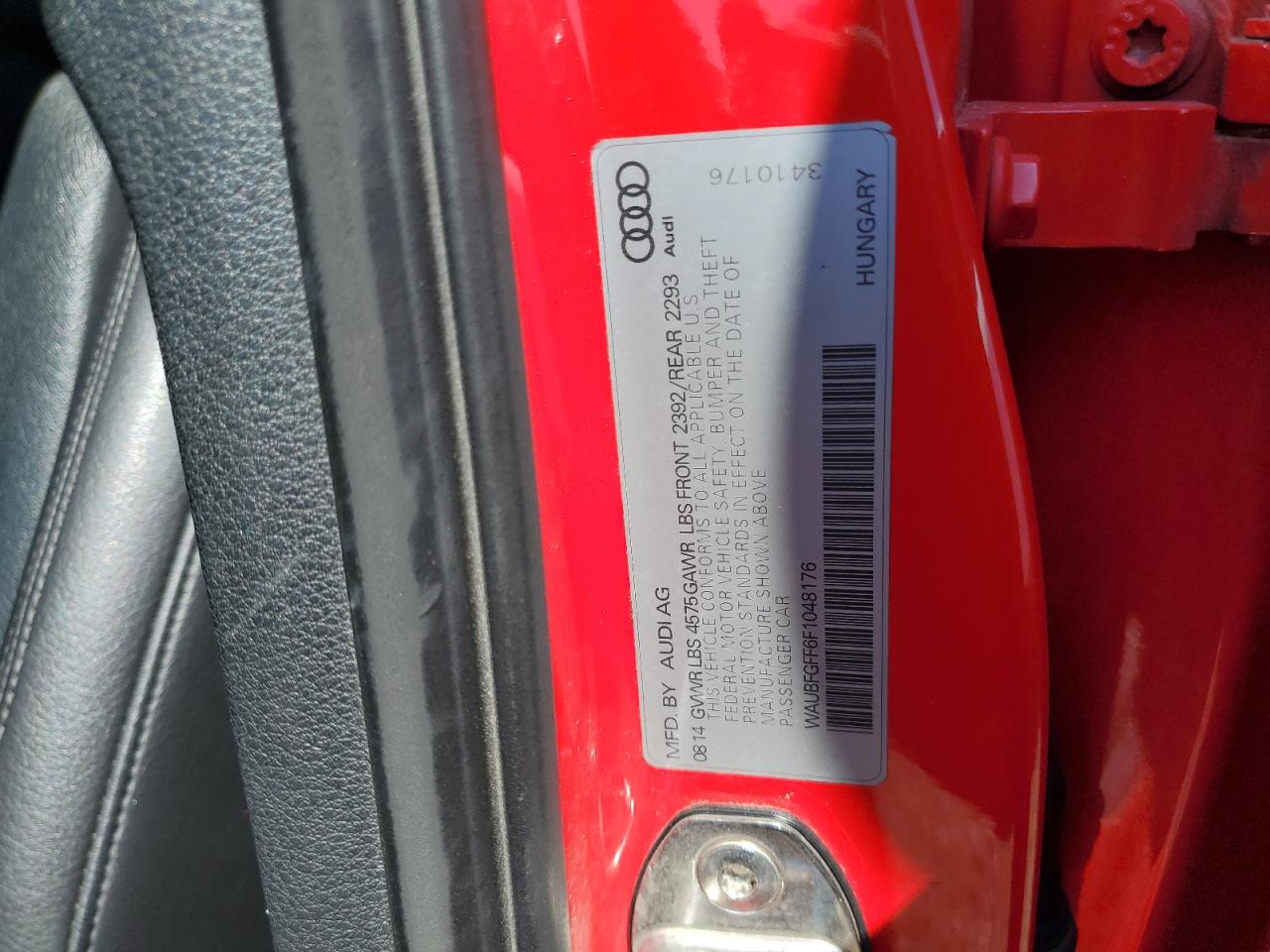 2015 Audi A3 Premium VIN: WAUBFGFF6F1048176 Lot: 57272415