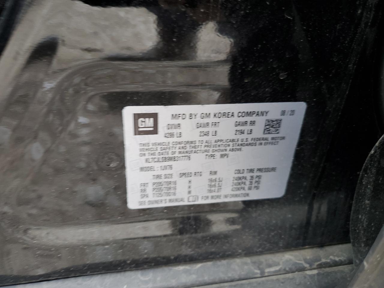 KL7CJLSB9MB317776 CHEVROLET TRAX 2021