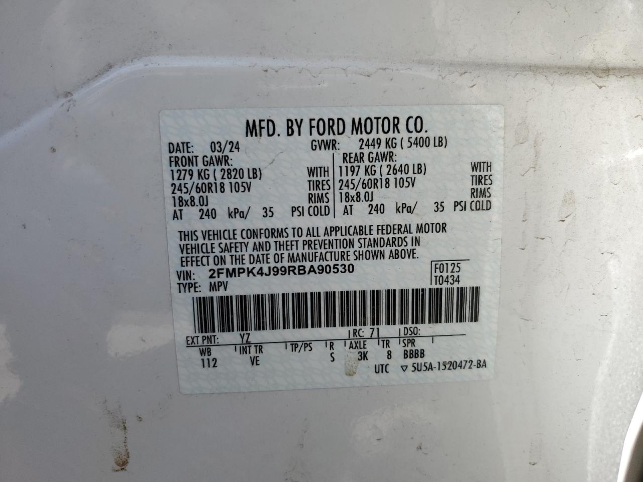 2FMPK4J99RBA90530 FORD EDGE 2024