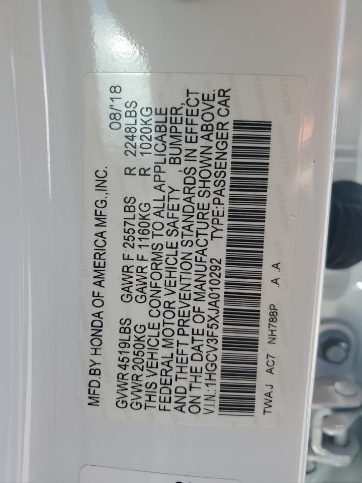 1HGCV3F5XJA010292 HONDA ACCORD 2018