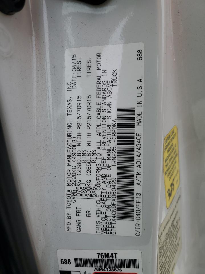 2015 Toyota Tacoma Access Cab VIN: 5TFTX4CN9FX060429 Lot: 57104865