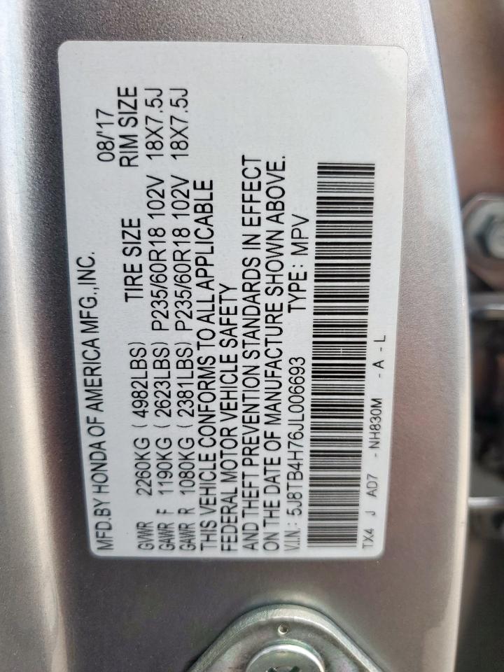 2018 Acura Rdx Advance VIN: 5J8TB4H76JL006693 Lot: 56321535