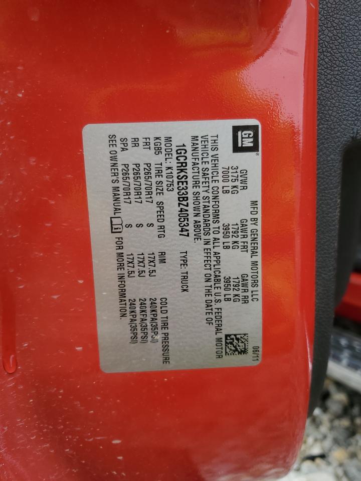 2011 Chevrolet Silverado K1500 Lt VIN: 1GCRKSE33BZ405347 Lot: 57245355