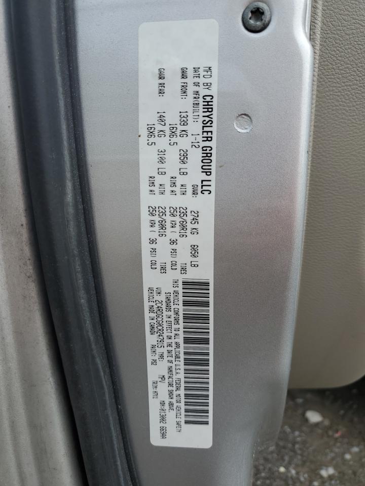 2012 Dodge Grand Caravan Sxt VIN: 2C4RDGCG0CR247915 Lot: 56857505