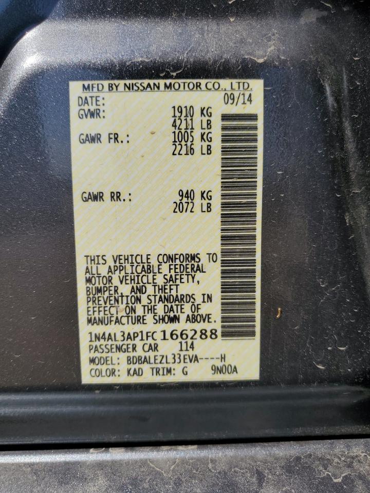 2015 Nissan Altima 2.5 VIN: 1N4AL3AP1FC166288 Lot: 56520575