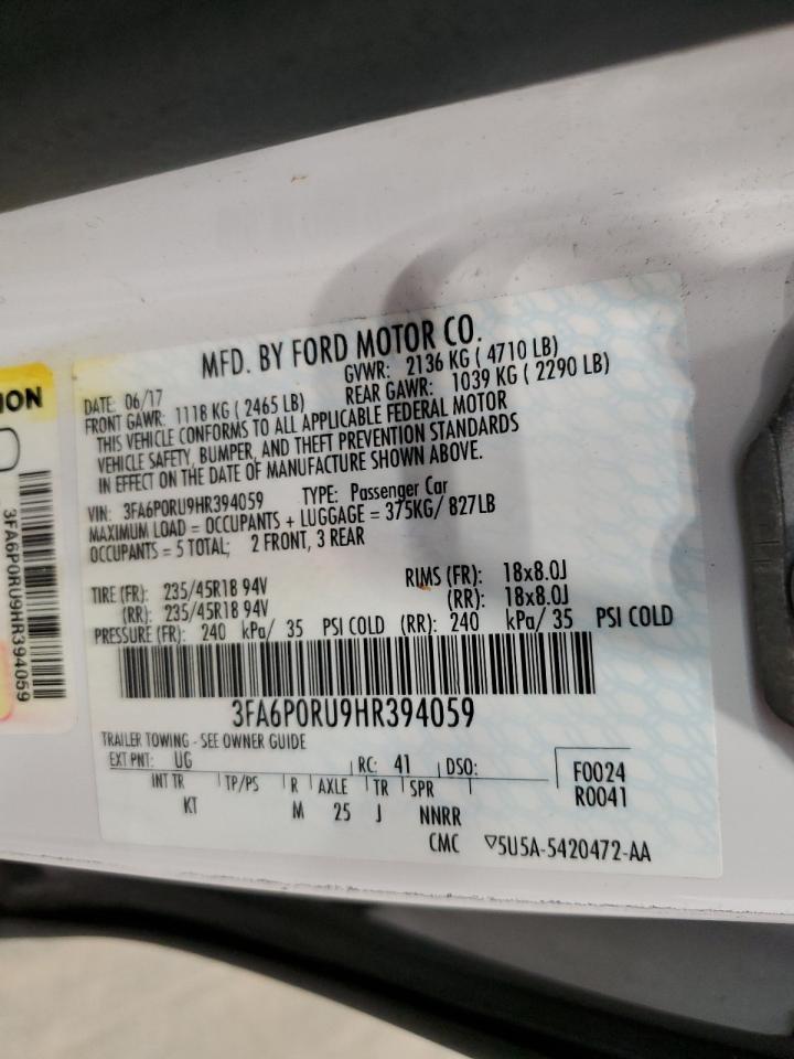 3FA6P0RU9HR394059 FORD FUSION 2017