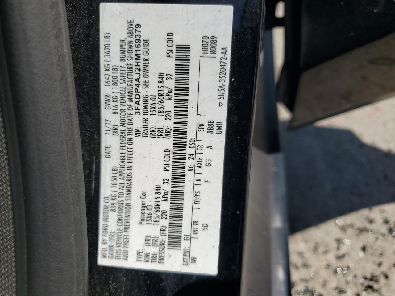 3FADP4AJ2HM169379 FORD FIESTA 2017