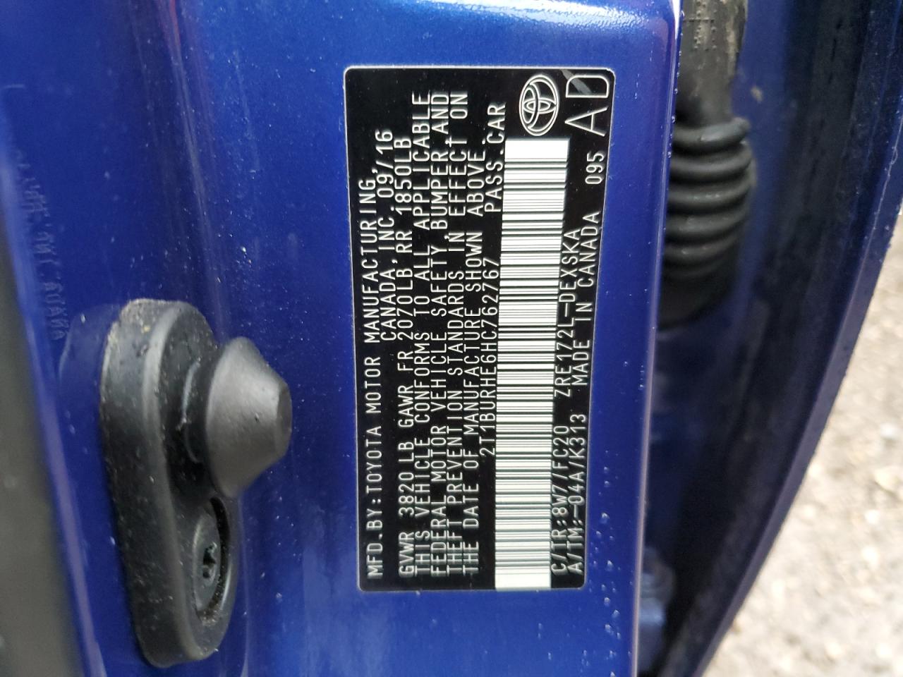 2T1BURHE6HC762767 TOYOTA COROLLA 2017