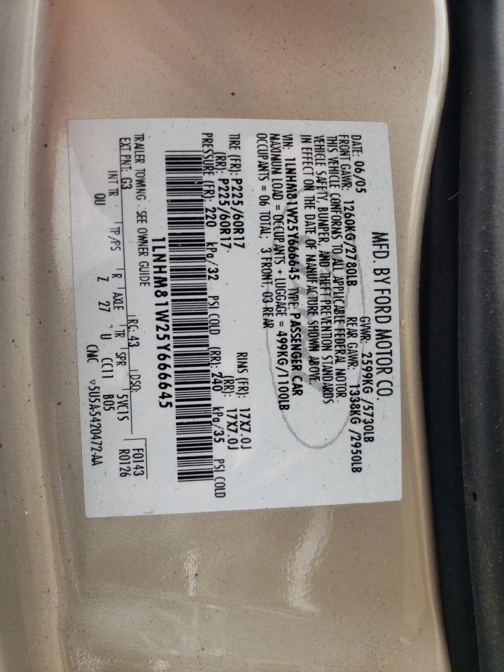 2005 Lincoln Town Car Signature VIN: 1LNHM81W25Y666645 Lot: 56103945