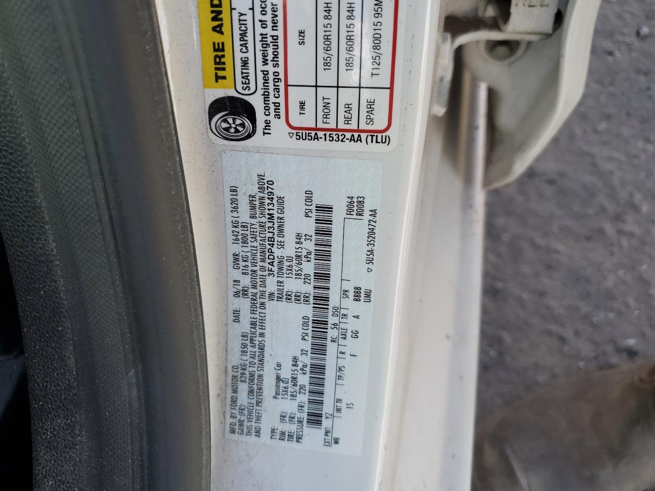 2018 Ford Fiesta Se VIN: 3FADP4BJ3JM134970 Lot: 56987105