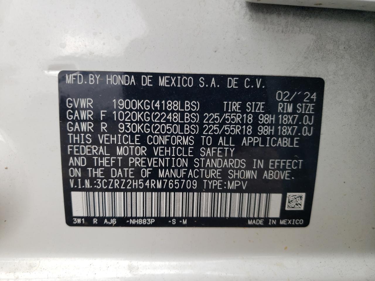 2024 Honda Hr-V Sport VIN: 3CZRZ2H54RM765709 Lot: 56275525