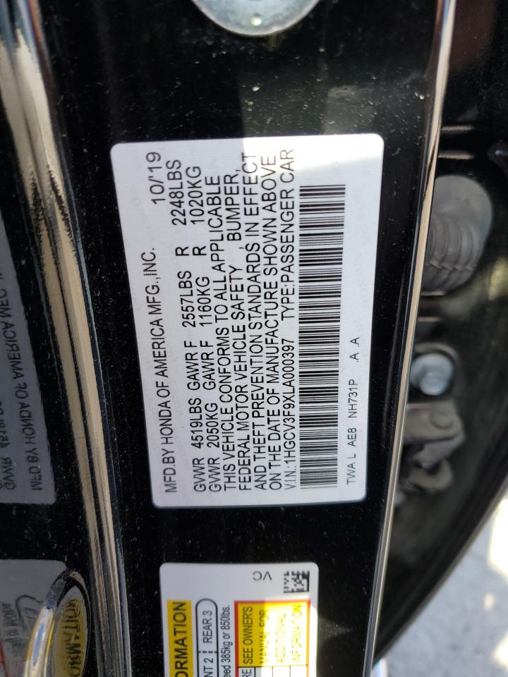 2020 Honda Accord Touring Hybrid VIN: 1HGCV3F9XLA000397 Lot: 58972445