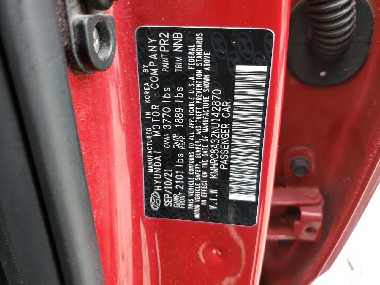 2022 Hyundai Venue Sel VIN: KMHRC8A32NU142870 Lot: 56768975
