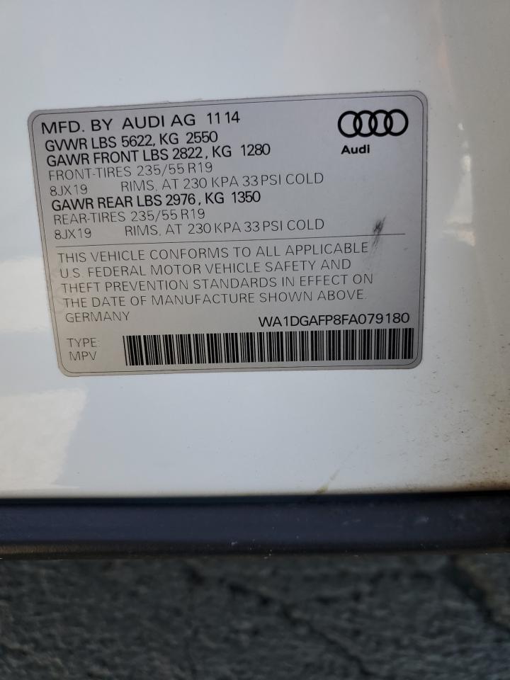 2015 Audi Q5 Premium Plus VIN: WA1DGAFP8FA079180 Lot: 56979585