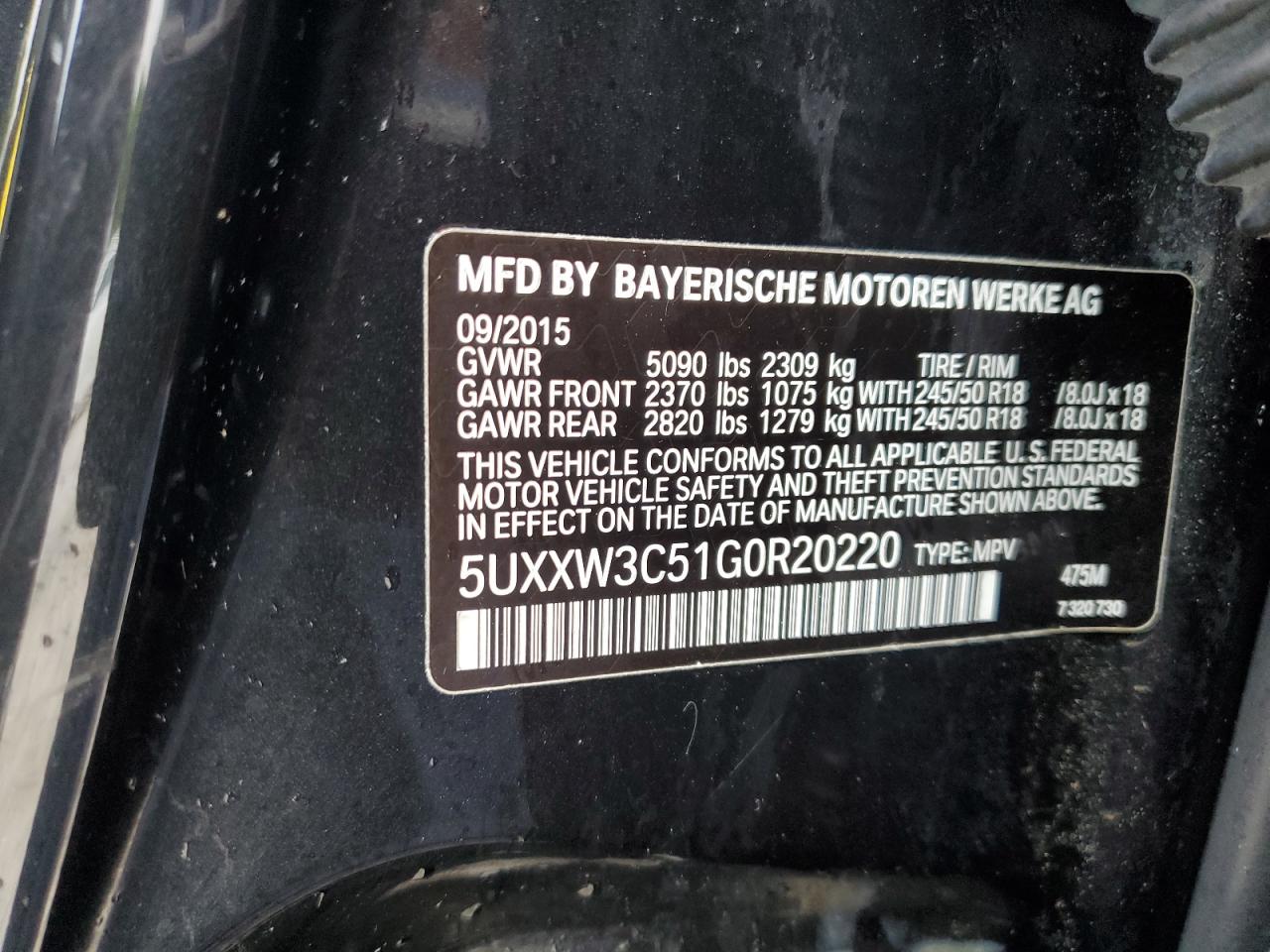 2016 BMW X4 xDrive28I VIN: 5UXXW3C51G0R20220 Lot: 56627955