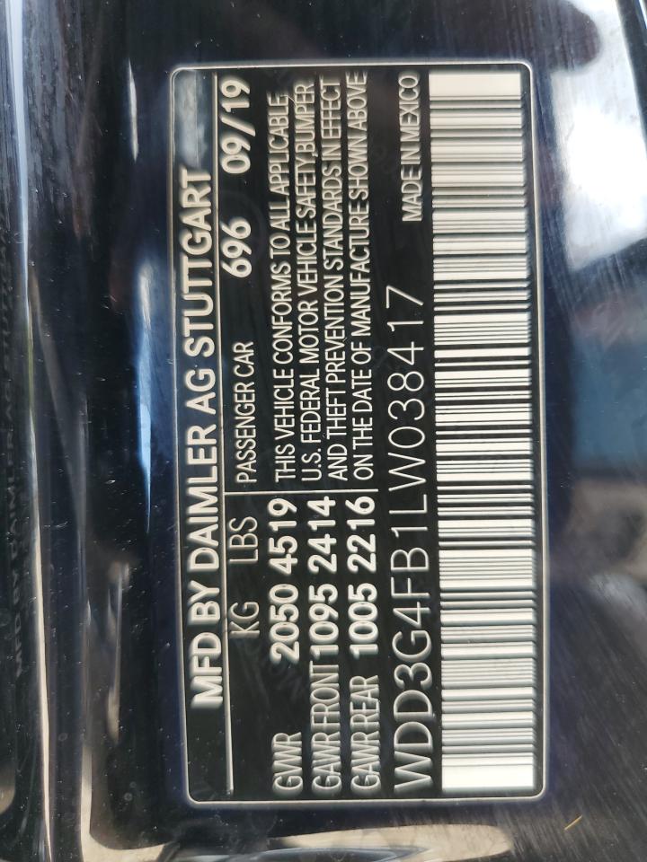 2020 Mercedes-Benz A 220 4Matic VIN: WDD3G4FB1LW038417 Lot: 56634795