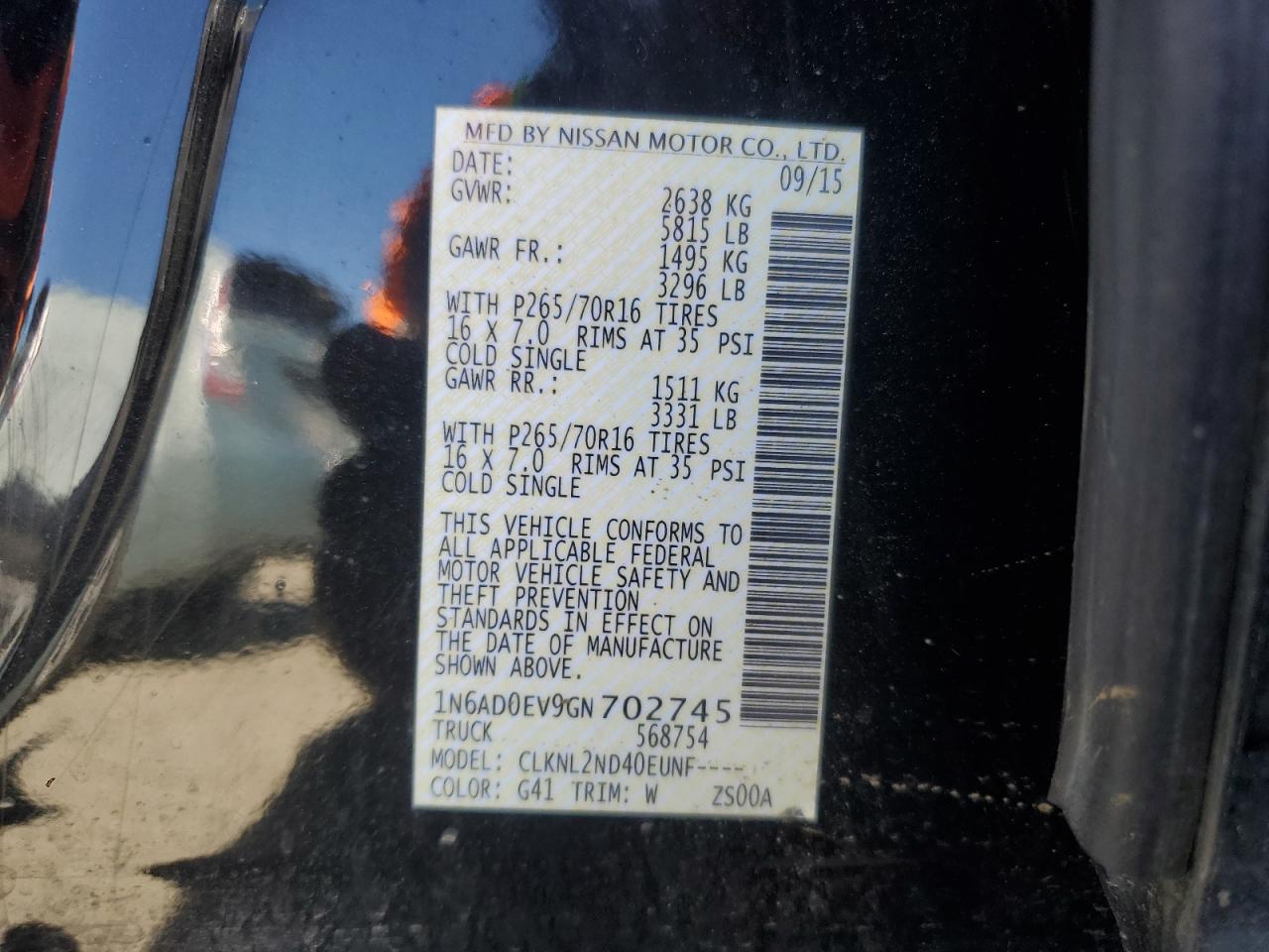 1N6AD0EV9GN702745 NISSAN FRONTIER 2016