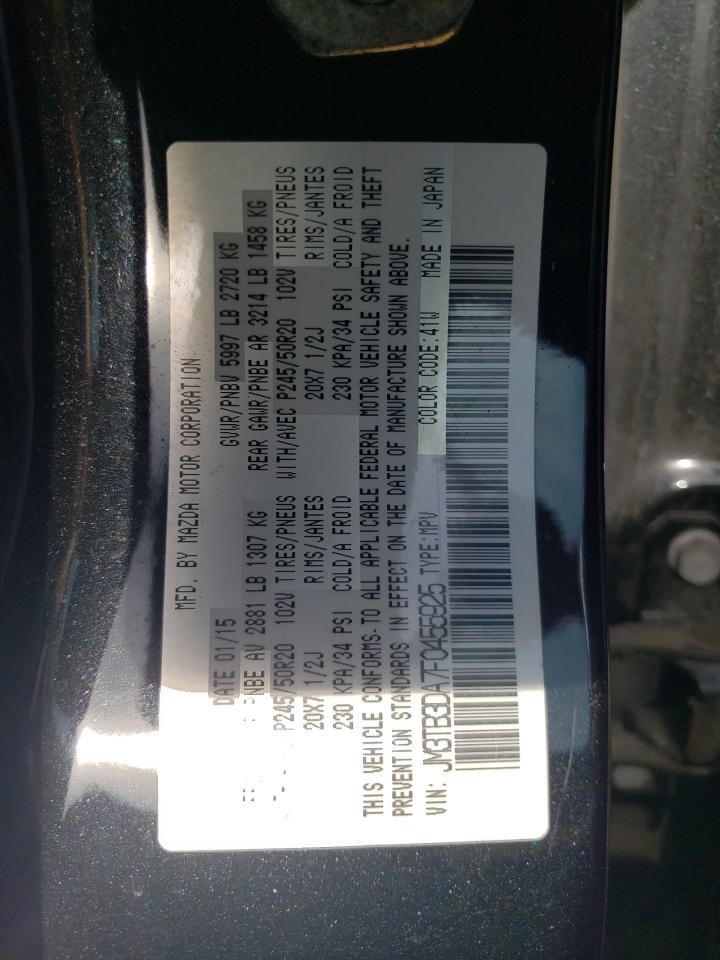 2015 Mazda Cx-9 Grand Touring VIN: JM3TB3DA7F0455925 Lot: 56603325