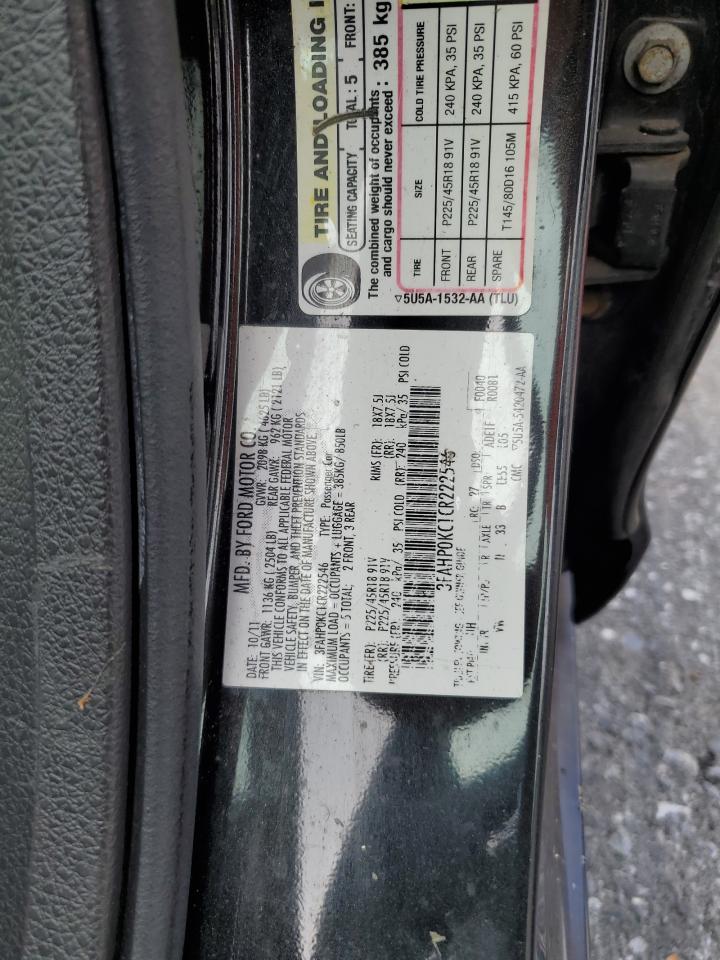 2012 Ford Fusion Sport VIN: 3FAHP0KC1CR222546 Lot: 57252925