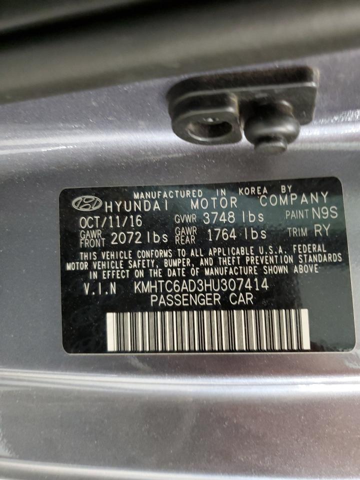 2017 Hyundai Veloster VIN: KMHTC6AD3HU307414 Lot: 70887375