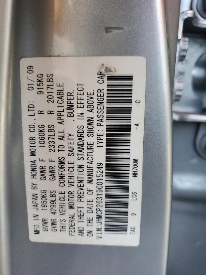 2009 Honda Accord Lx VIN: JHMCP26319C015249 Lot: 56865525