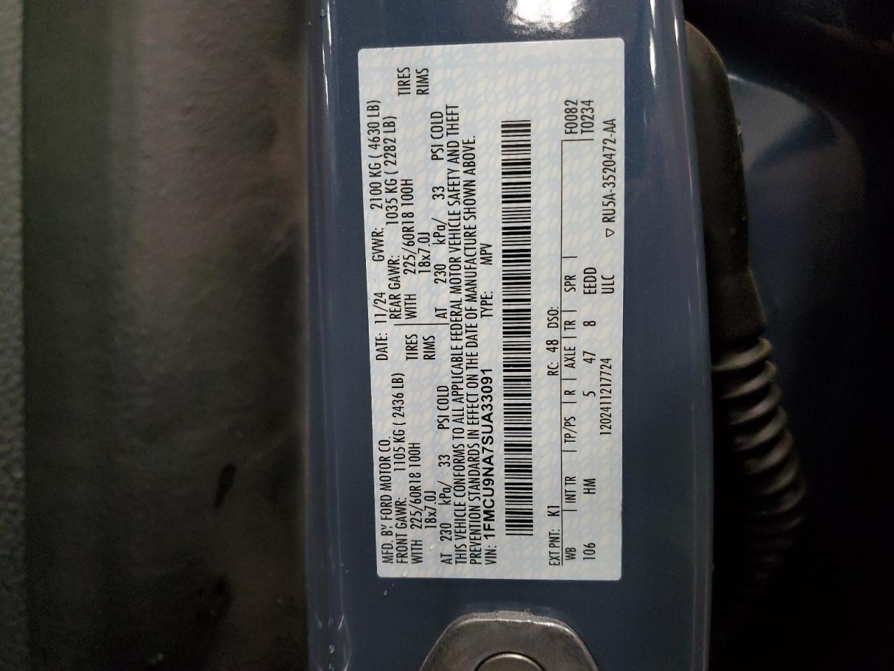1FMCU9NA7SUA33091 FORD ESCAPE ST 2025