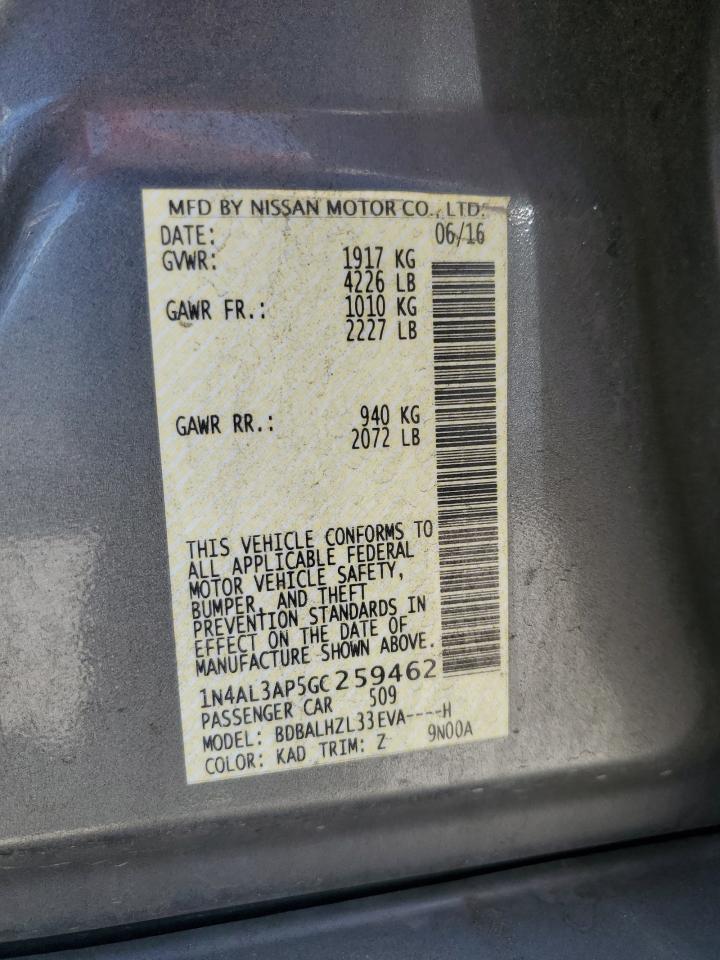 1N4AL3AP5GC259462 NISSAN ALTIMA 2016