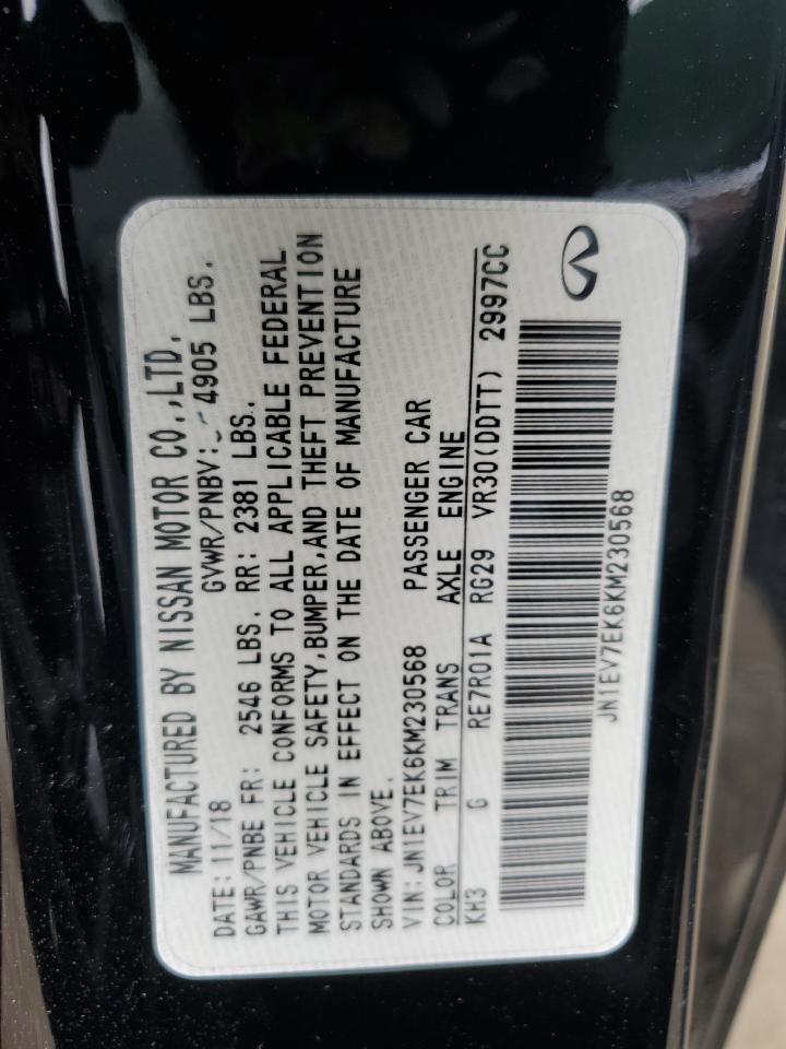 2019 Infiniti Q60 Pure VIN: JN1EV7EK6KM230568 Lot: 55646995