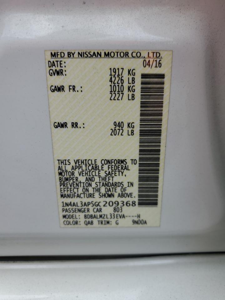 1N4AL3AP5GC209368 NISSAN ALTIMA 2016