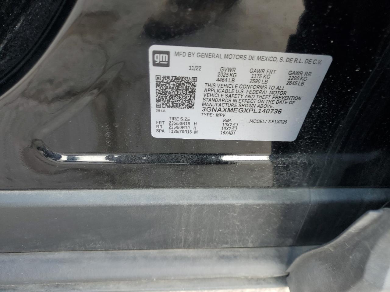 2023 Chevrolet Equinox Rs VIN: 3GNAXMEGXPL140736 Lot: 56400855