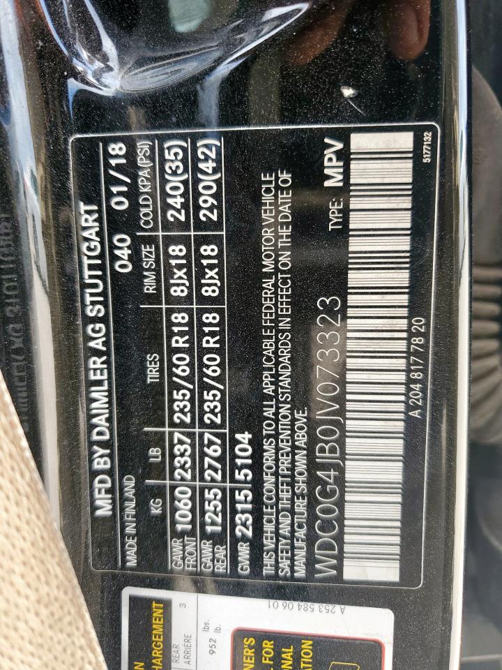 2018 Mercedes-Benz Glc 300 VIN: WDC0G4JB0JV073323 Lot: 58000885