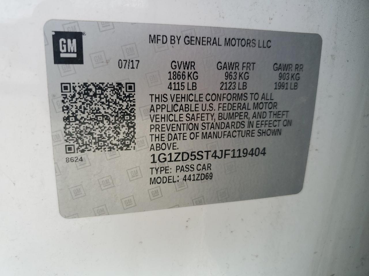 1G1ZD5ST4JF119404 CHEVROLET MALIBU 2018