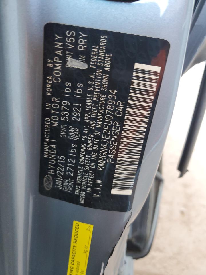 2015 Hyundai Genesis 3.8L VIN: KMHGN4JE3FU078934 Lot: 56382645