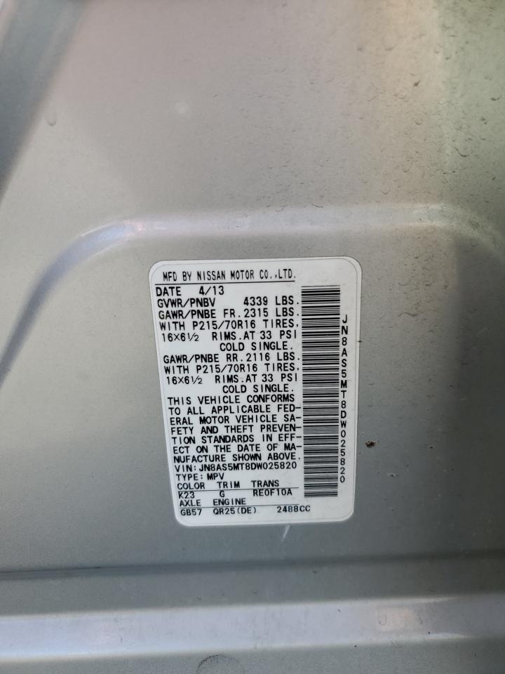 2013 Nissan Rogue S VIN: JN8AS5MT8DW025820 Lot: 57465855