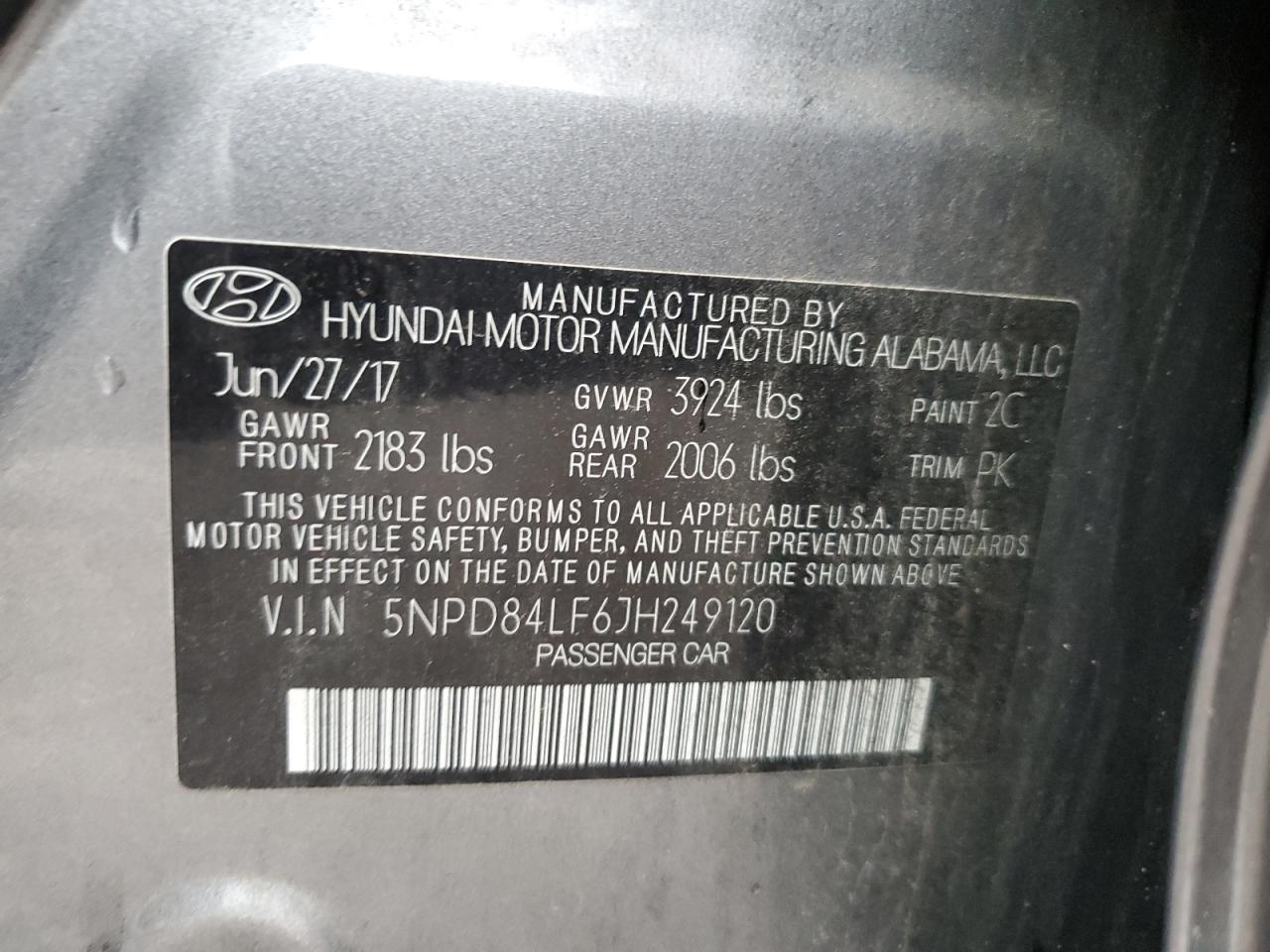 2018 Hyundai Elantra Sel VIN: 5NPD84LF6JH249120 Lot: 56936325