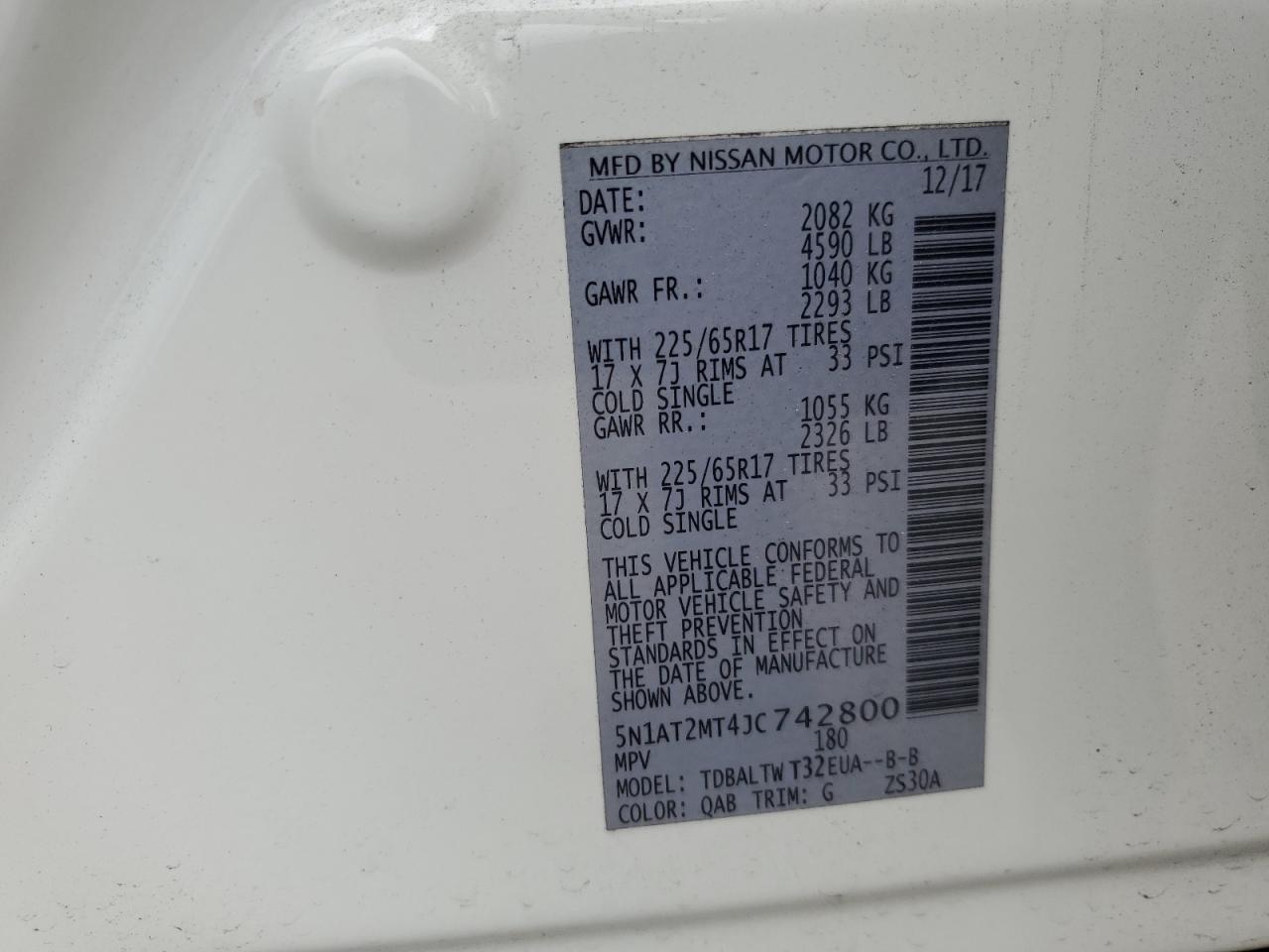 5N1AT2MT4JC742800 NISSAN ROGUE 2018