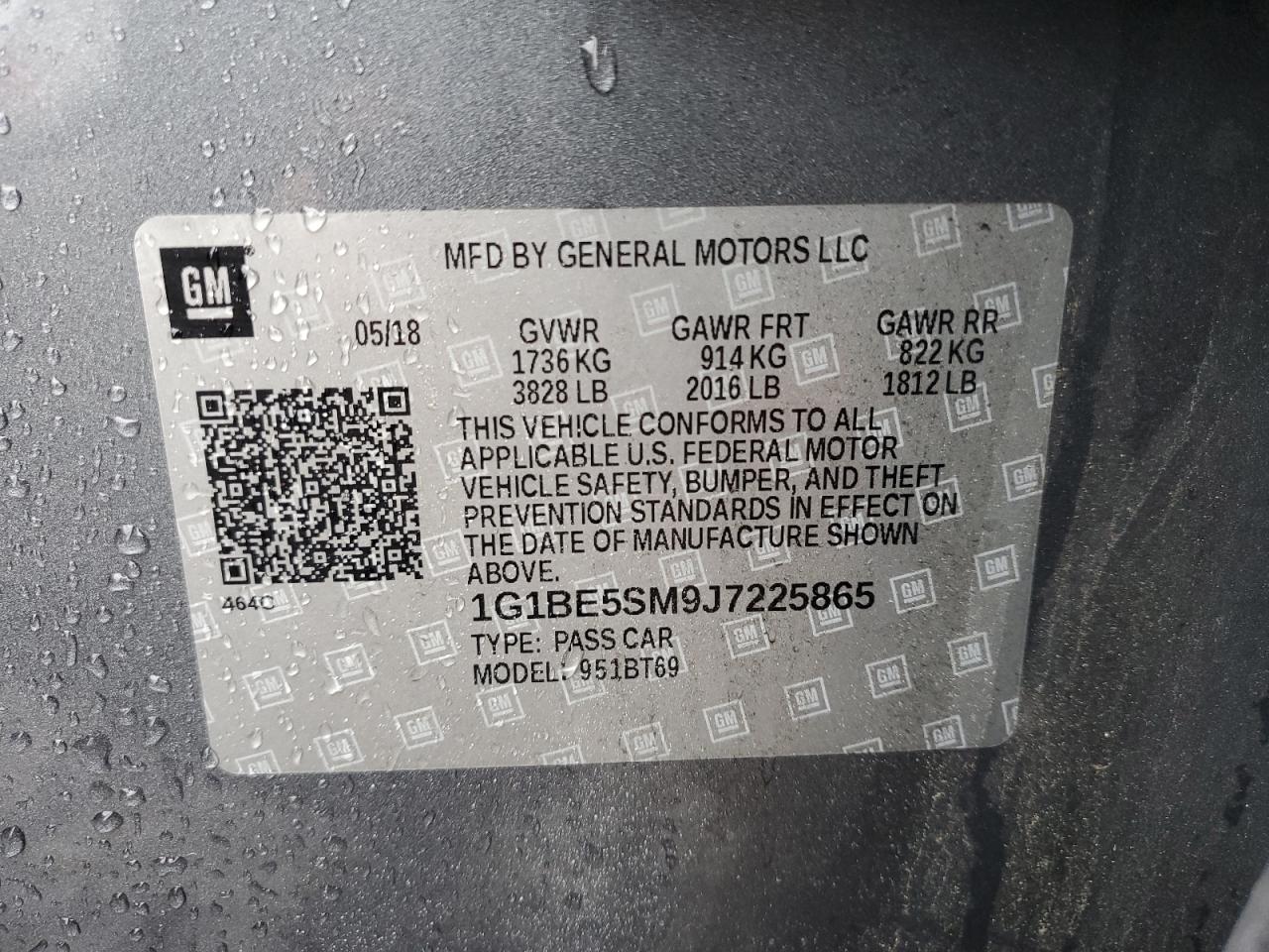 1G1BE5SM9J7225865 CHEVROLET CRUZE 2018
